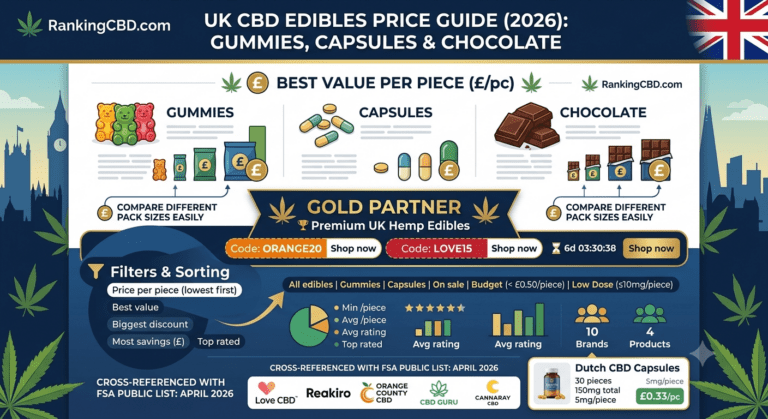 CBD Edibles UK Price Guide (2026): Top 12 FSA-Gummies Compared